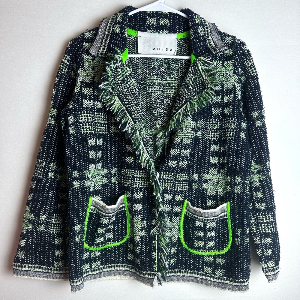 ❗️ Neera 20.52 Designer black and green woven tweed jacket blazer